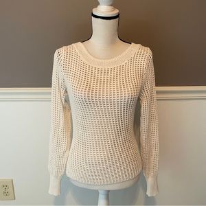 A.L.C. Women's Pullover Scoop Neck Open Knit Long Sleeve Cream Sweater Sz Small